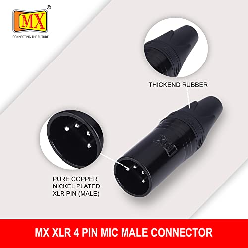 Image of MX 3 Pin XLR connector Microphone Connector pin Pure Copper Nickel Plated Pins1 for High Conductivity microphone cable connector PERENT (4 PIN, Pack of 10, Male Connector)