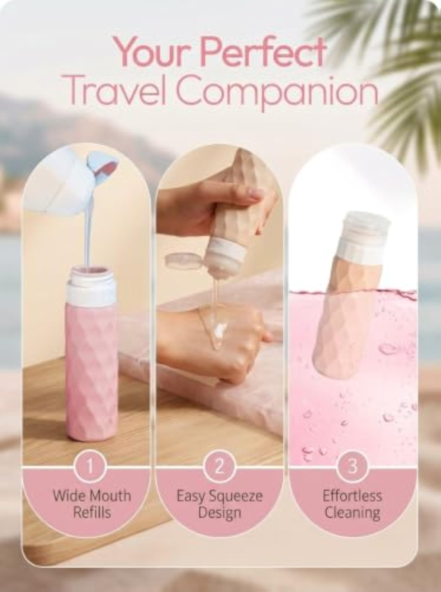 Hexa Silicone Travel Bottle Set with Transparent Pouch