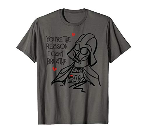 T-shirt Star Wars Darth Vader Broken Hearts noir en coton pour la Saint-Valentin