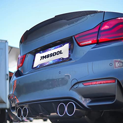 Galaxy License Plate Frame - 2 Pcs Set Quality Aluminum Metal Blue Purple Starry Sky Night Car Tag Holders 4 Holes For Us Canadian Car (12.3" X 6.3") #TOP5