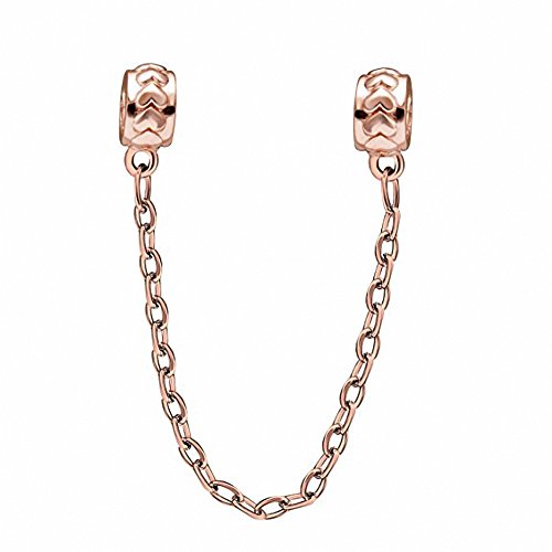 Infinity Heart Safety Chain Charm 925 Sterling Silver Screw Threaded Chain for European Bracelet