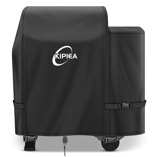 Image of Kipiea 600D Heavy Duty Pellet Grill Cover for Weber Searwood 600 & Smoque, Waterproof Wood Pellet Smoker Cover with Windproof Buckles, UV Resistant, No Tear, No Fading