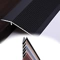 REDEXI Aluminum Threshold Reducer Transition Strip, Doorways Edge Transition Strip Threshold Transitions Cover Strip, 0.4in to 1.6in Height Threshold Ramp, 6 Colors(Black,125CM/49in)