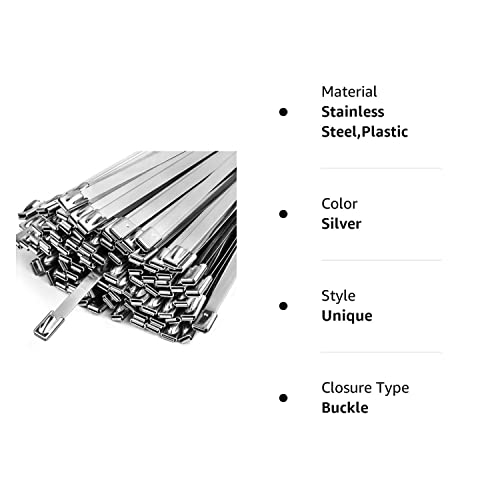 Neojao Metal Zip Ties,100 Pcs 11.8 Inch,304 Stainless Steel Zip Ties Multi-Purpose Metal Cable Ties-Suitable For Outdoor Chain Link Fence And Exhaust Wrap Zip Ties #TOP7