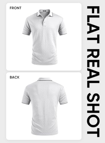 Image of JMIERR Mens Casual Polo Shirt Short Sleeve Vacation Button Summer Beach Knit Stretchy Golf Shirts
