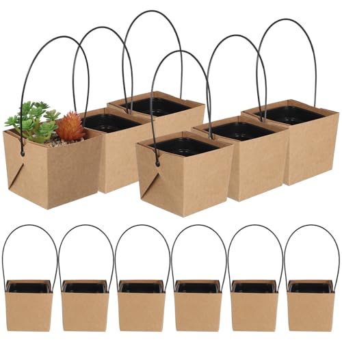 Mini macetas con agujeros de drenaje pack de 12 y bolsas kraft para recuerdos vivos 2