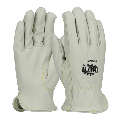 IRONCAT 9420 Premium Grain Cowhide Gloves â€“ Gray, XXX-Large, Leather Driver Work Gloves w/ Keystone Thumb