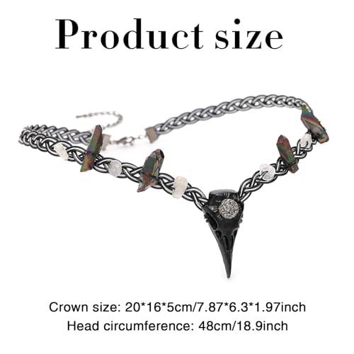 RavenCrystal Gothic Black Raven Skull Crown Viking Medieval Headpiece by CoTeeZa - Used condition - Image 4