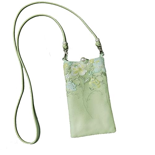 Sac brodé en dentelle antique chinoise chic vert et rétro