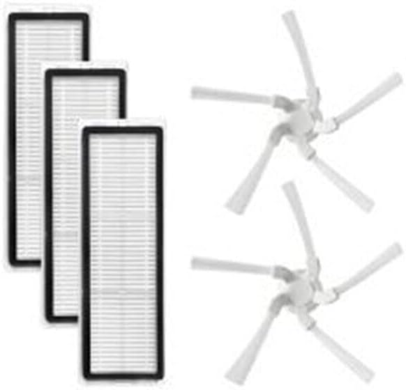 Replacement Mop Cloth Side Brush Filter Kits for Dre-ame W10/Pro Vacuum Cleaner (2x Side Brush + 3x Filters)