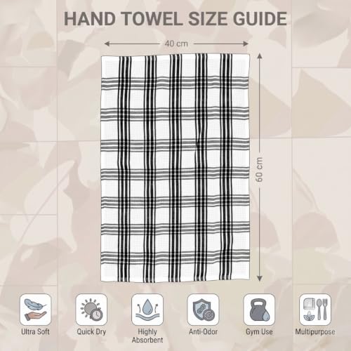 Image of Athom Living Premium Hand Towels- Cotton, 400 GSM, Ultra Soft, Quick Dry, Highly Absorbent | for Hand, Kitchen and Gym | 60 * 40 cm, Pack of 4 (Green & Blue Strips)