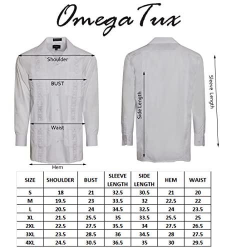 Omegatux Men'S Cuban Guayabera Long Sleeve Shirts Wedding Cigar Beach Bartender Casual  thumb #3