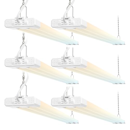 Image of JESLED 4FT LED Shop Lights, 3CCT Selectable 50W 7500LM, Linkable, 6-Pack | Selectable 4000K /5000K /6500K, Adjustable 30W /40W /50W,Utility Commercial Bay Light, Plug & Play, Ceiling or Hanging Mount, ETL
