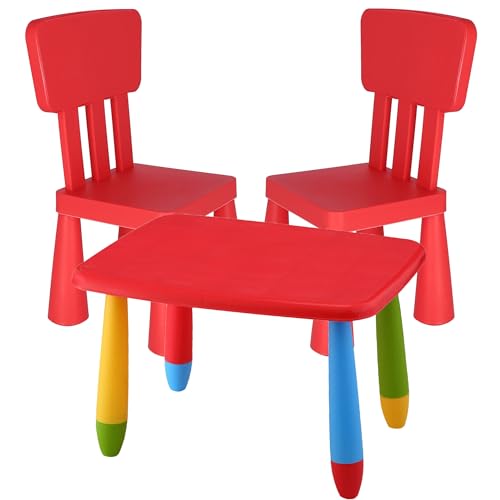 WELL HOME MOBILIARIO & DECORACIÓN Mesita Rectangular 2 Silla Infantil roja, Rojo