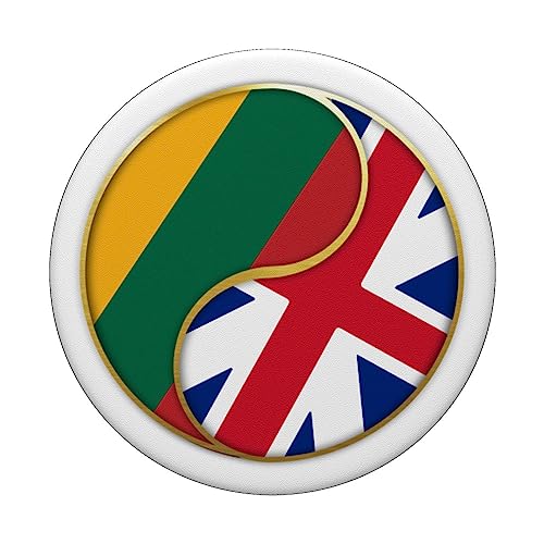 Lithuanian British Flag England Lithuania British Lithuanian PopSockets Swappable PopGrip, Black - Image 3