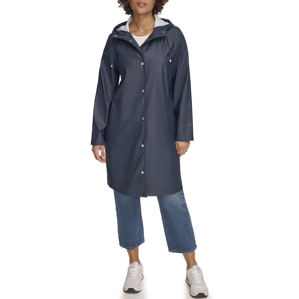 

                                                    Levi's Women's Classic Hooded Rain Parka, Navy, 2X