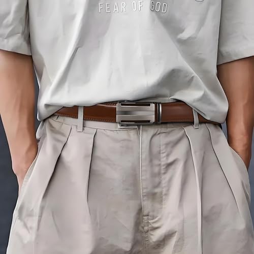 Image of Men's Belt, Ratchet Dress Casual Belt with Adjustable Automatic Buckle Trim to Fit