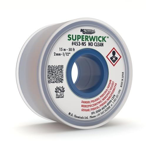 MG Chemicals 453-NS Desoldering Braid #3 No Clean Super Wick Desoldering Braid, 0.075
