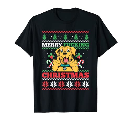 Feliz Puta Navidad Adulto Humor Perro Dueño Feo Suéter Camiseta