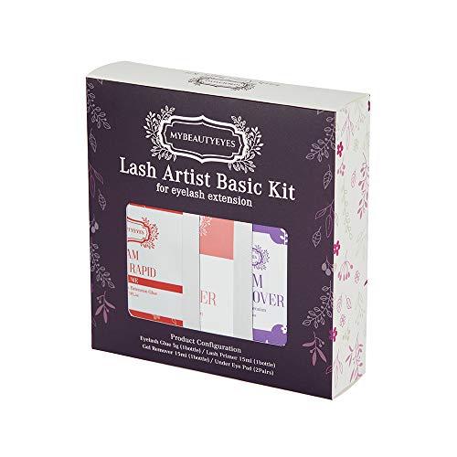 Eyelash Extension Lash Artist Basic Kit/Eyelash Extension Adhesive/Eyelash Bonding Supplies/Drying Time 1-2 Sec/Retention 7-8 Weeks/Latex Free (Glam Ultra Rapid Volume)