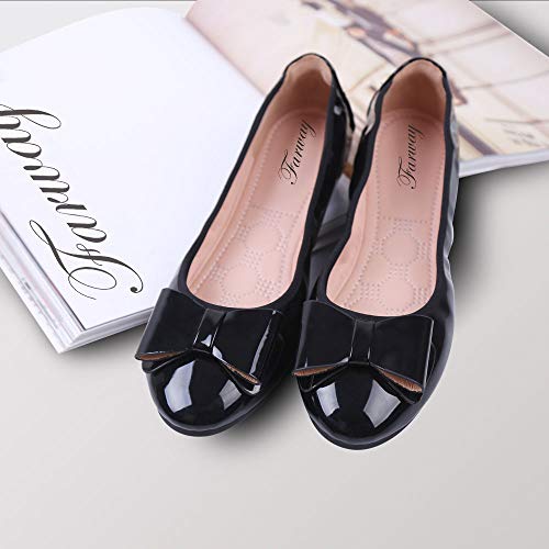 Farway Womens Foldable Soft Flat Shoes,Pointed Toe Cute Bow Ballet Flats, Round Toe Comfortable Slip On Ballerina Shoes… - Image 4