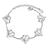 LanM Personalized Mom Gifts Mothers Charm Bracelet with 5 Birthstones Custom Name Bracelet for Mom H