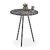 relaxdays Ronde mosaïque, d’appoint, Décorative, Table de Jardin, Fait Main, HxD: 50 x 41 x 16 cm, Noir, Fer, MDF, Verre, Schwarz Antique, 50 x 41 x 41 cm