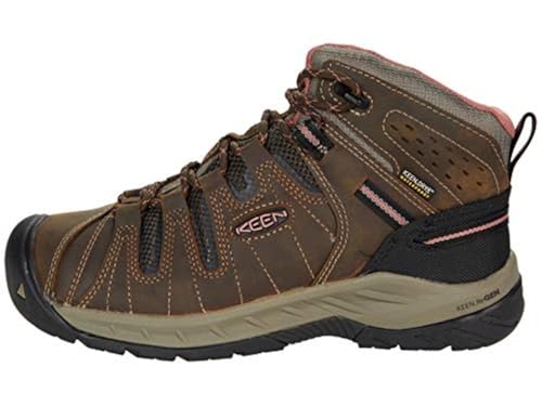 KEEN Utility Women's Flint 2 Mid Soft Toe Waterproof Work Boots Construction, Cascade Brown/Brick Dust, 11