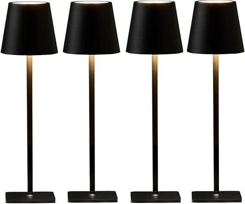 Miniatura 10 de Juego de 2 lámparas de mesa inalámbricas marrones, lámpara recargable vintage para restaurante, cena, cocina, encimera, baño, encimera, iluminación