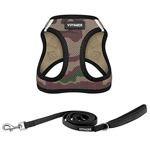 Image of Voyager Step-in Air All Weather Mesh Harness and Reflective 5 ft Dog Leash with Neoprene Handle for Small, Medium and Large Breed Puppies by Best Pet Supplies - Army Base, L