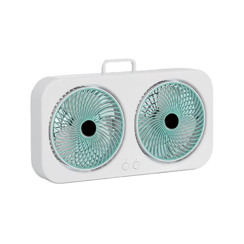 Glugahrif Ventiladores De Sobremesa Pequeños y Silenciosos | Enfriador De Aire Doble Cabezal | Ventilador Portátil USB Recargable Colgable Para Dormitorio Gimnasio Playa Viajes