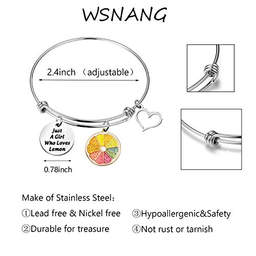 Image of WSNANG Lemon Gift Just A Who Loves Lemon Bracelet Cute Fruit Lemon Jewelry Fruit Style Jewelry Gift for Lemon Lovers (Lemon BR)