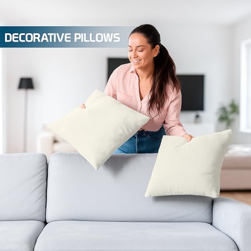 Image of Premium Polyester Fiber Cushion Fillers - Pack of 5 Pcs | 18 x 18 Inches | Ivory | Cushions for Sofa, Bed, Decorative Pillow, Pillow for Support