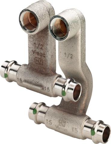 Raccord croix Sanpress Viega bronze pour circuit eau propre
