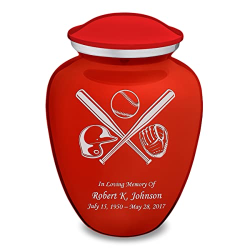 Geturns Embrace Adult Personalized Baseball Cremation Urns for Human Ashes I Large Bright Red Funeral Urn for Men and Women I 200 lbs