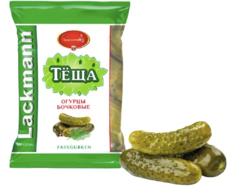 Lackmann TECSHA | Fassgurken Faßsalzgurken Eingelegt | Fassgurken behalten Geschmack und Nährwert. Lecker und knusprig | 700ml (ATG 500g)