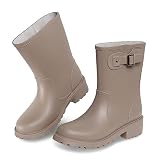 youermei Women's Waterproof Mid-Calf Chelsea Rain Boots