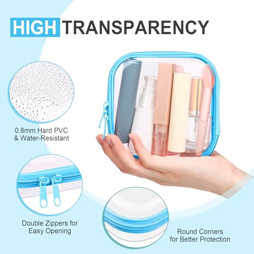 Image of Hoolerry 4 Pcs Hard Clear Zipper Case Makeup Bags Plastic Zipper Pouch Transparent Storage Box Containers for Cosmetics, Snacks, Building Blocks, Puzzles(Clear,5 x 5 x 2 in,Multicolor)