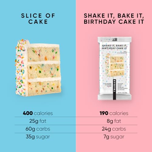 Image of TRUBAR Vegan Protein Bar, Shake it Bake it Birthday Cake it, Gluten Free, Plant Based Protein, Dairy Free, Non GMO, Soy Free, No Sugar Alcohols, 12G Protein, 12G Fiber, 23G Carb, Snack Bars, 12ct
