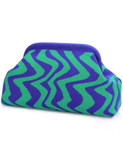 Image of Woven Clutch Purses for Woman,Summer Beach Purse for Vacation, Woven Striped Dumpling Bag,Crochet Evening Handbag