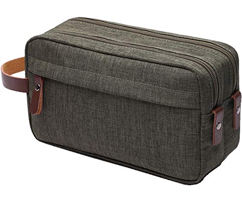 IBLUE Toiletry Bags,Mens Double Zipper Toiletry Bag Dopp Kit Travel Bathroom Bag Waterproof Shaving Shower Cosmetic Organizer,#B01 (ARMY GREEN)
