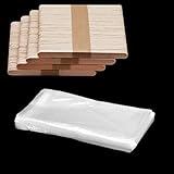 200 Pcs Wooden Popsicle Sticks Ice Pop Sticks and 200 Pcs Clear Popsicle Bags Plastic DIY Making Ice Cream Set for DIY Making Ice Cream Supplies for Family Party, Birthday Party