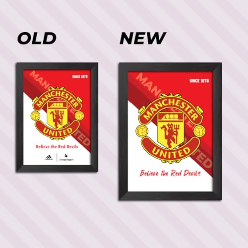 Image of TenorArts Man United Football Club Poster Logo Tagline Laminated Photo Frame Painting with Matt Finish Black Textures(12 inches x 9inches)