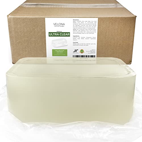 25 LB - ULTRA CLEAR GLYCERIN Soap Base Bulk by Velona | Melt and Pour | Transparent Natural Bar For The Best Result for Soap Making