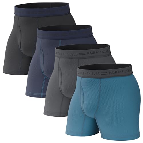 Pair of Thieves Soft Cotton Boxer Briefs for Men Pack (4 Pack) - Tagless Mens Underwear for All-Day Comfort and Support - X-Large - Navy