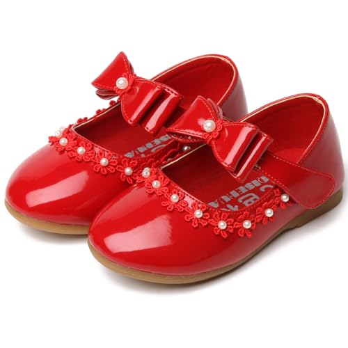 WUIWUIYU Toddlers Flower Girls Princess Casual Mary Jane Shoes Ballet Flats Cute Bow School Uniform Event Dress Shoes4