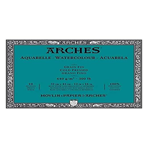 Arches Akvarellblock 12" x 40", 136 kg kallpress, 10 ark