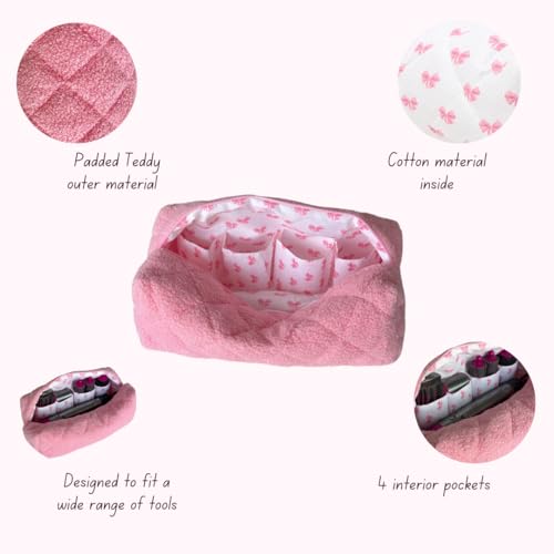Sherpa Travel Bag for Hair Tools&Attachments–Compatible with Dyson Airwrap,Shark, Travel Storage Bag, Portable Travel case Organizer,multifaction Large Pink Cosmetic Bag with Pockets, Pink, Casual2