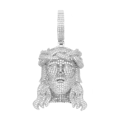 925 Sterling Silver Religious Jesus Head Pendant with Chain - Christian Jewelry Jesus Piece Chain Necklace for Women and Men