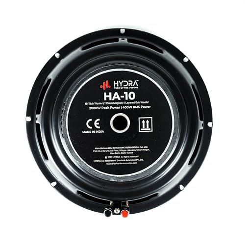 Image of Hydra Aquabass 10 inch 120mm Single Magnet Car Subwoofer(Powered, RMS Power 350W)